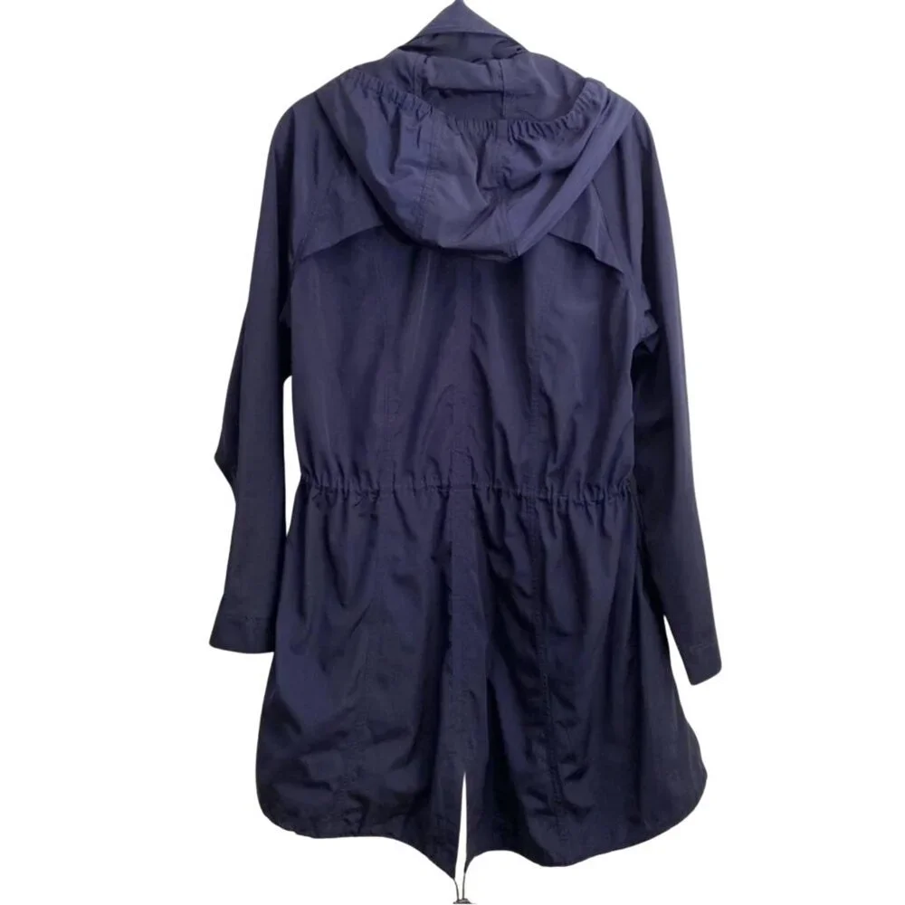 Athleta Drippity Jacket – Navy Blue (Size M) Stowable Hoodie Zip Up Front Pocket - Picture 4 of 7